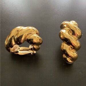 St. John Gold Over-Sized Clip-on Earrings